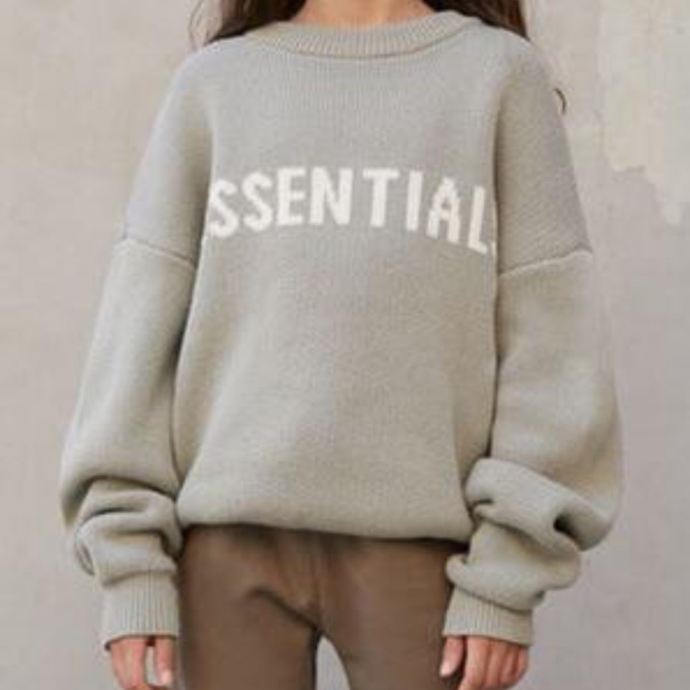 FEAR OF GOD Essentials KIDS Pistachio Knit Crew Neck Sweater